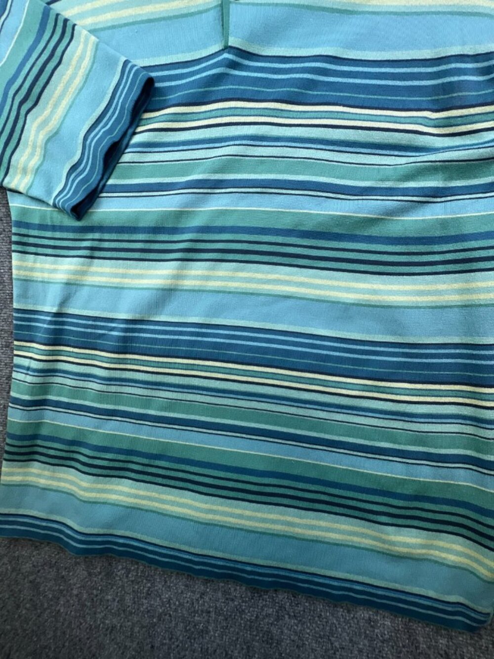 Tommy Bahama Polo Shirt Mens Large Silk Blend Blue Green Short Sleeve Striped - Picture 10 of 14